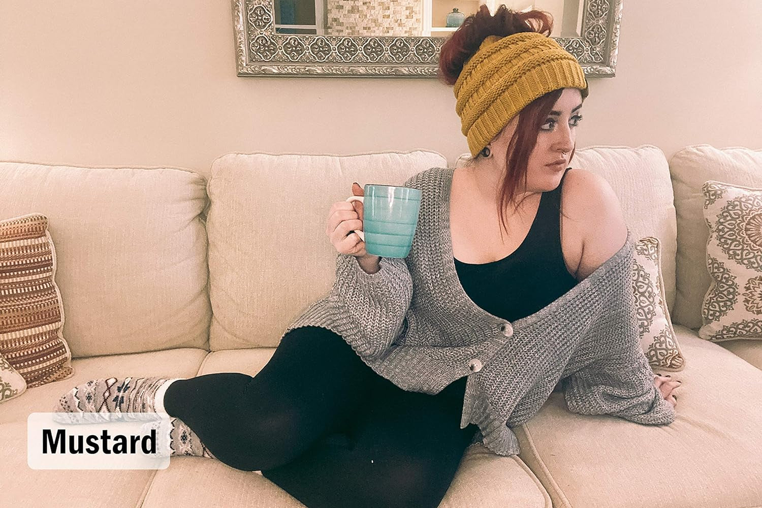 Women'S Ponytail Beanie Hat - Soft Ribbed Messy Bun Knit Cap - Solid, Confetti & Multi-Tone