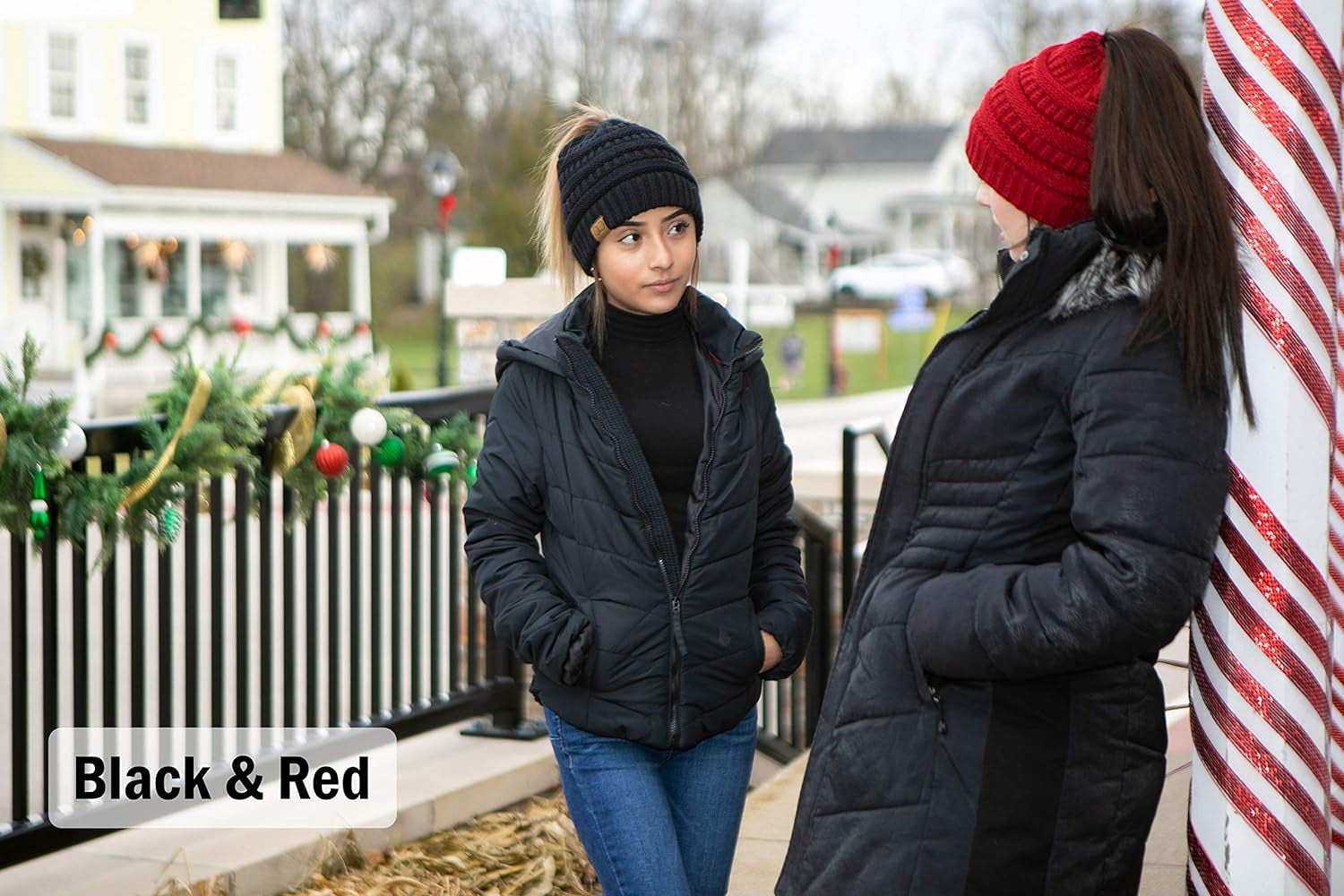 Women'S Ponytail Beanie Hat - Soft Ribbed Messy Bun Knit Cap - Solid, Confetti & Multi-Tone